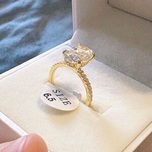 Cubic Zirconia Ring 6.5 18k Gold Coated Sterling Silver 3.5 Carat Travel Ring